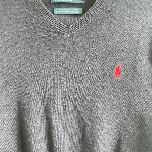 Polo Ralph Lauren Men’s Sweater Vest Medium 100% Pima Cotton V-Neck Navy - Picture 3 of 5